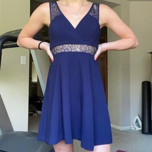 BCBG Navy blue lace mini dress
